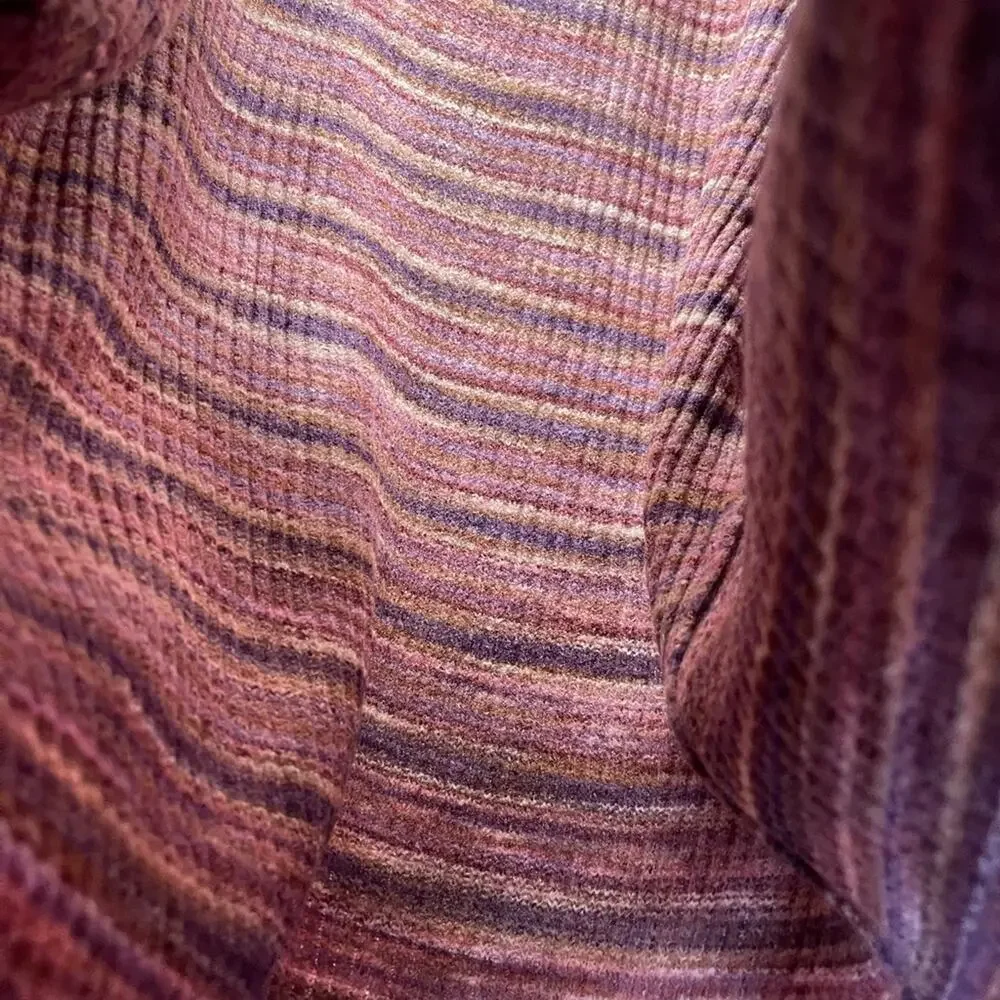 L Space Striped Long Cardigan Pink Purple Open Knit Lounge Sweater